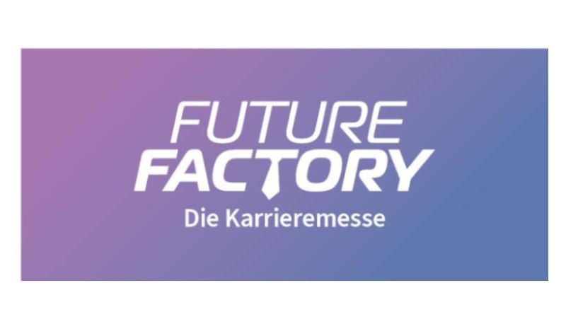 Logo der Future Factory Karrieremesse auf einem lila-blauen Hintergrund. Der Schriftzug ist in Wei&szlig; gehalten., &copy; Ungeheuer + Ulmer KG GmbH + Co.