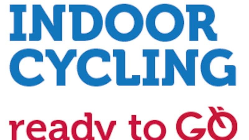 Logo der UCI Hallenrad-WM mit blauem und rotem Text: 'UCI Indoor Cycling ready to go on Saturday'., © Jens Zimmermann 8action Logo der UCI Hallenrad-WM mit blauem und rotem Text: 'UCI Indoor Cycling ready to go on Saturday'., © Jens Zimmermann 8action