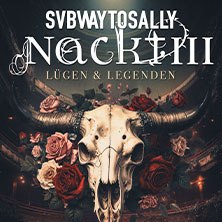 Albumcover von Subway To Sally mit Stierschädel und Rosen, Titel 'Nackt III - Lügen & Legenden'., © links im Bild