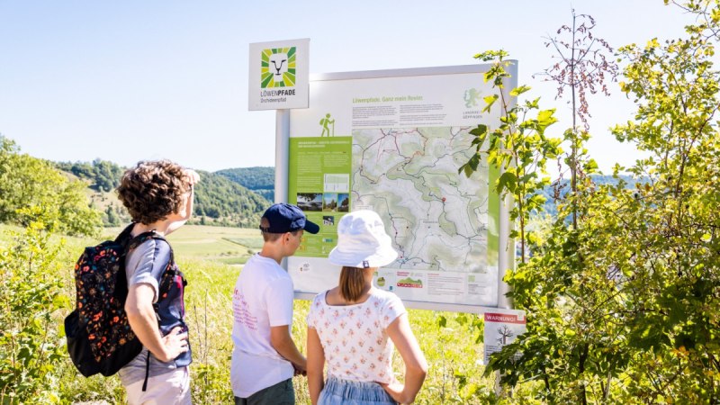 Löwenpfade Wandertafel, © TMBW Löwenpfade Wandertafel, © TMBW