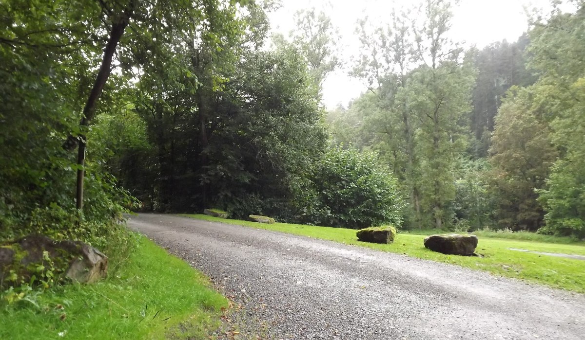 Ein geschwungener Kiesweg führt durch einen grünen Wald. Große Steine liegen am Rand, umgeben von üppigem Laubwerk., © Natur.Nah. Schönbuch & Heckengäu Ein geschwungener Kiesweg führt durch einen grünen Wald. Große Steine liegen am Rand, umgeben von üppigem Laubwerk., © Natur.Nah. Schönbuch & Heckengäu