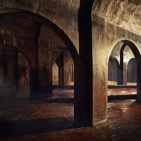 Unterirdische Gewölbe mit Bögen und Ziegelboden, beleuchtet von einem Lichtstrahl, erzeugen eine mystische Atmosphäre., © Esslinger Stadtmarketing &amp; Tourismus GmbH