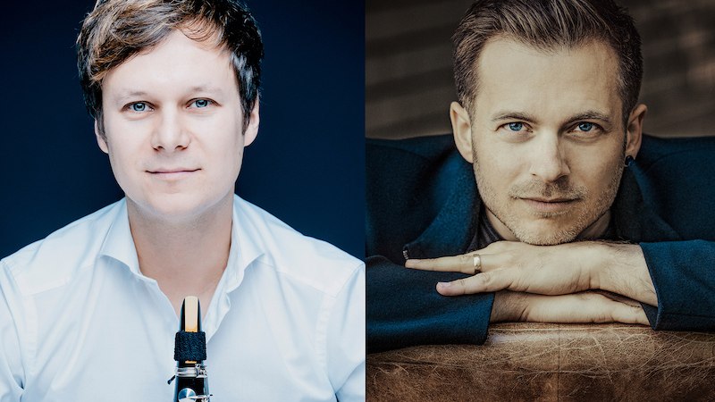 Zwei M&auml;nnerportr&auml;ts nebeneinander. Links ein Mann mit Klarinette, rechts ein Mann mit verschr&auml;nkten Armen auf einer Oberfl&auml;che., &copy; Stadt Winnenden