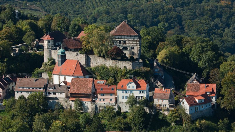 Burg Maienfels Luftaufnahme, © FVG Schwäbischer Wald