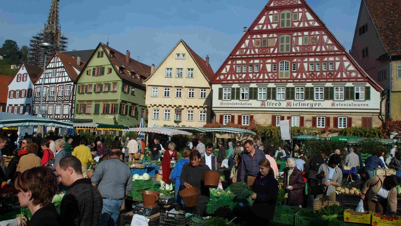 Marktplatz Esslingen mit Wochenmarkt Marktplatz Esslingen mit Wochenmarkt