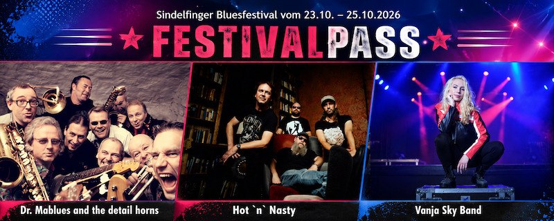 Bluesfestival Sindelfingen 2026 - Festivalpass, &copy; Interessengemeinschaft Kultur Sindelfingen / B&ouml;blingen e.V.