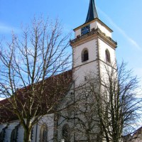 Die Kirchturmspitze der Martinskirche in Metzingen wurde nach den Plänen von Heinrich Schickardt erbaut.