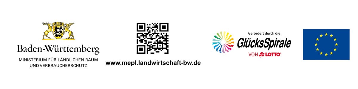 Logos von Baden-Württemberg, QR-Code, GlücksSpirale und EU-Flagge auf weißem Hintergrund., © Natur.Nah. Schönbuch & Heckengäu
