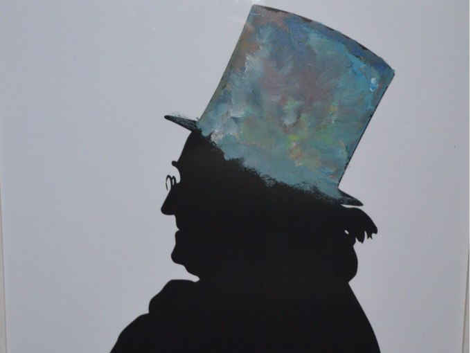 Scherenschnitt eines Mannes mit Zylinder, der in bunten Farben bemalt ist, vor einem wei&szlig;en Hintergrund., &copy; Stadt G&ouml;ppingen