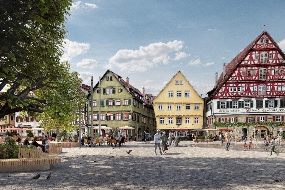 Illustration des neuen Marktplatzes in Esslingen, © Denkmalschutz